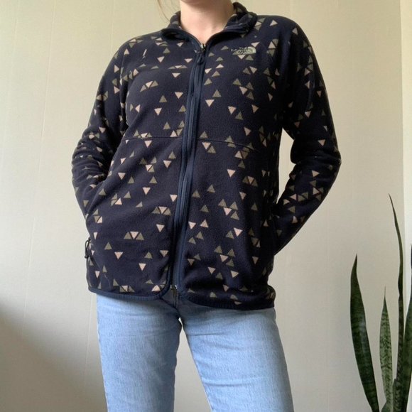 The North Face navy patterned fleece jacket - Picture 3 of 4